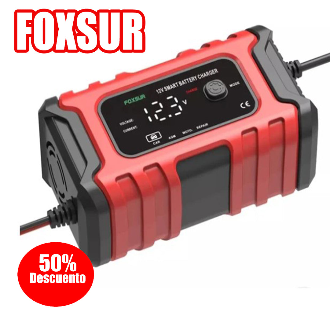 FOXSUR®- Cargador de batería con pantalla digital